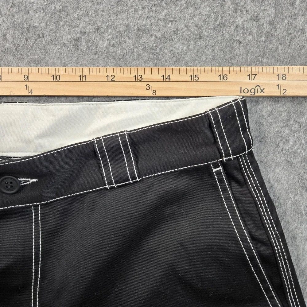 Heron Preston Shorts Mens Large 33 Black Canvas Relaxed Fit Lined Logo Chino